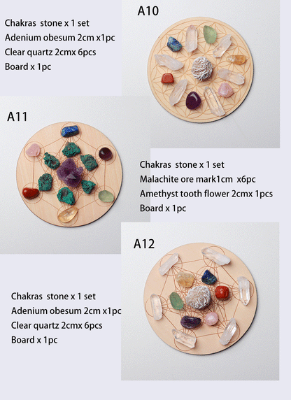 🌈 7-teiliges Chakra-Heilstein-Set mit Holzplatte 🌿✨