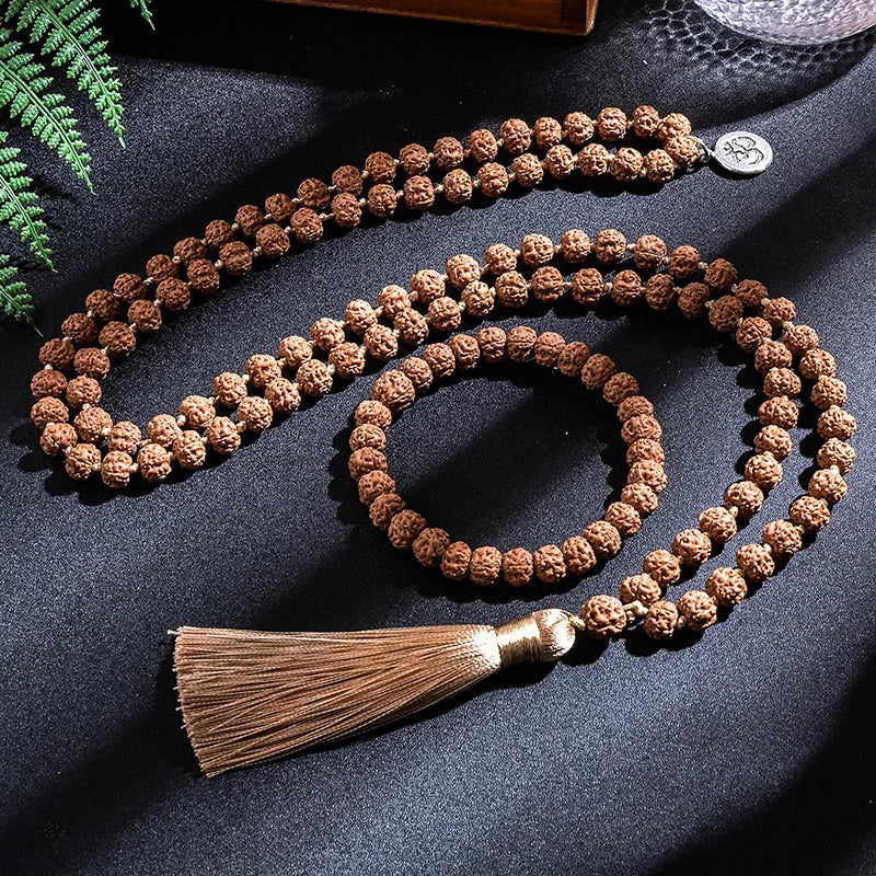 🕉️ Punchmukhi Rudraksha – Spirituelles Set aus Halskette &amp; Armband