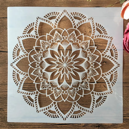 30×30 cm Geometrische Mandala-Schablone – Mehrschichtiges DIY-Muster für Basteln &amp; Malerei