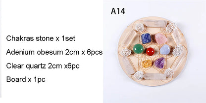 🌈 7-teiliges Chakra-Heilstein-Set mit Holzplatte 🌿✨