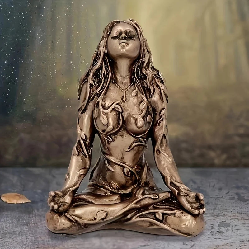 🌍 Gaia Mutter-Erde-Göttin Statue – Naturgeist-Dekoration aus Harz für Zuhause, Altar &amp; Garten