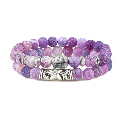 2er-Set Buddha-Armbänder – Tigerauge &amp; Lavastein für Paare (8 mm Perlen)