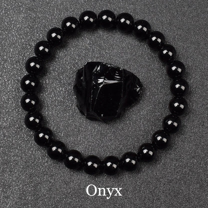 🖤 Schwarzes Onyx-Perlenarmband – Natürlicher Achatstein für Balance &amp; Stil (6 mm / 8 mm, Unisex)