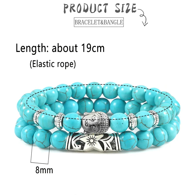 2er-Set Buddha-Armbänder – Tigerauge &amp; Lavastein für Paare (8 mm Perlen)