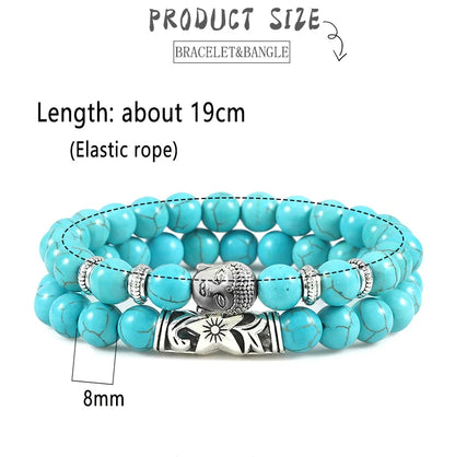 2er-Set Buddha-Armbänder – Tigerauge &amp; Lavastein für Paare (8 mm Perlen)