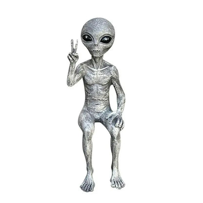 👽 Lustige Alien-Gartenstatue – UFO-Wichtel aus Harz für Innen &amp; Außen