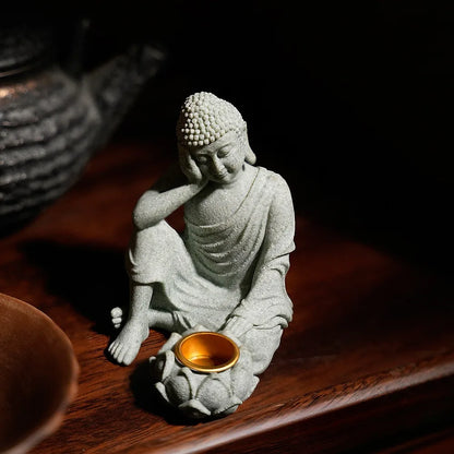 Zen Buddha Incense &amp; Tealight Holder – Stone Meditation Decor