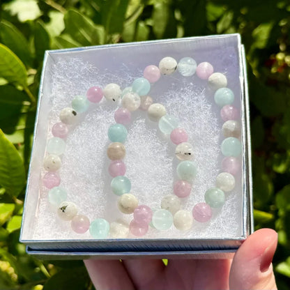 Meditation Bracelet – Aquamarine, Moonstone &amp; Kunzite | Grounding Gift for Men &amp; Women