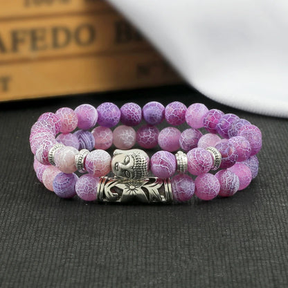2er-Set Buddha-Armbänder – Tigerauge &amp; Lavastein für Paare (8 mm Perlen)