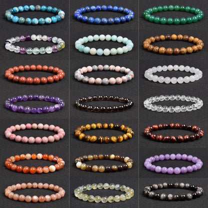 💎 Natürlicher Stein Perlen Armband – Apatit, Lapislazuli, Tigerauge &amp; Mehr (Unisex, 6–8mm Perlen)