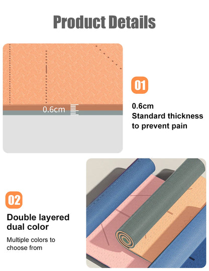 WESTTUNE Eco TPE Yoga Mat – 6mm Non-Slip with Alignment Guide + Strap &amp; Bag (183×61cm)