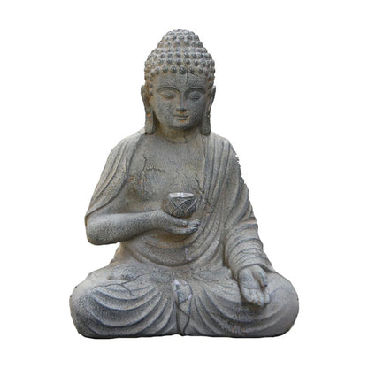 🕊️ Zen Solar Buddha Statue – Resin Meditation Decor (18cm)