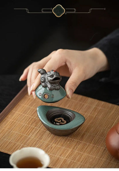 Mini-Räuchergefäß „Pixiu“ aus Keramik – Feng Shui Dekoration für Reichtum &amp; Glück