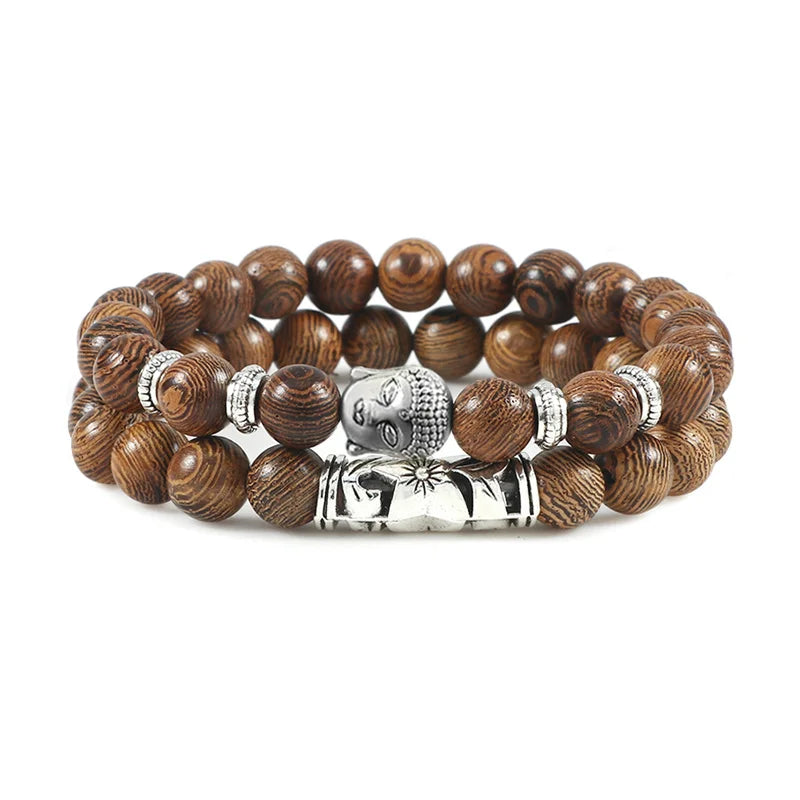 2er-Set Buddha-Armbänder – Tigerauge &amp; Lavastein für Paare (8 mm Perlen)