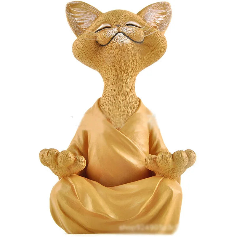 🧘‍♂️ Meditierende Yoga Katze Figur – Handgefertigte Zen Harz Statue 🐱