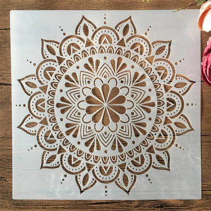 30×30 cm Geometrische Mandala-Schablone – Mehrschichtiges DIY-Muster für Basteln &amp; Malerei