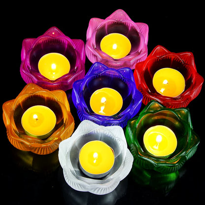 Siebenfarbiger Kristall Lotus Räucherstäbchenhalter &amp; Kerzenhalter – Zen Heimdekoration 🌸