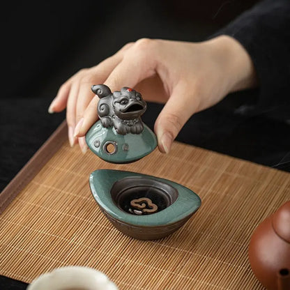 Mini-Räuchergefäß „Pixiu“ aus Keramik – Feng Shui Dekoration für Reichtum &amp; Glück