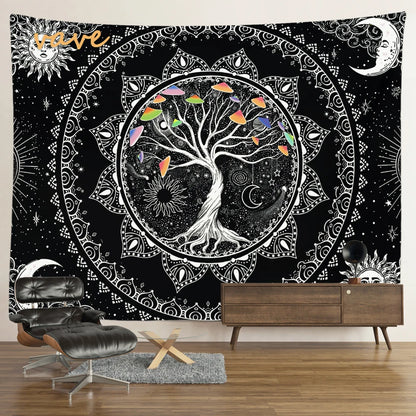 🌳 Tree of Life Psychedelic Tapestry – Trippy Mandala Wall Hanging for Boho &amp; Witchy Room Decor