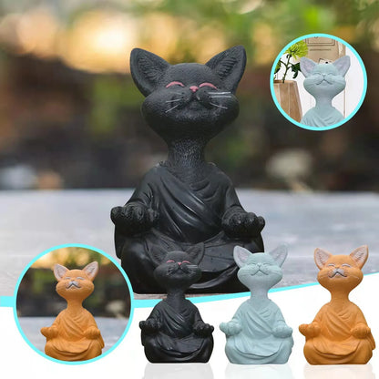 🧘‍♂️ Meditierende Yoga Katze Figur – Handgefertigte Zen Harz Statue 🐱