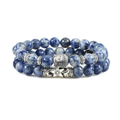 2er-Set Buddha-Armbänder – Tigerauge &amp; Lavastein für Paare (8 mm Perlen)
