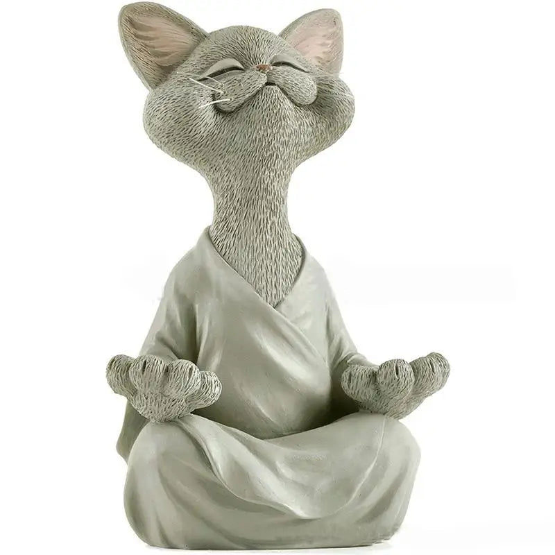 🧘‍♂️ Meditierende Yoga Katze Figur – Handgefertigte Zen Harz Statue 🐱