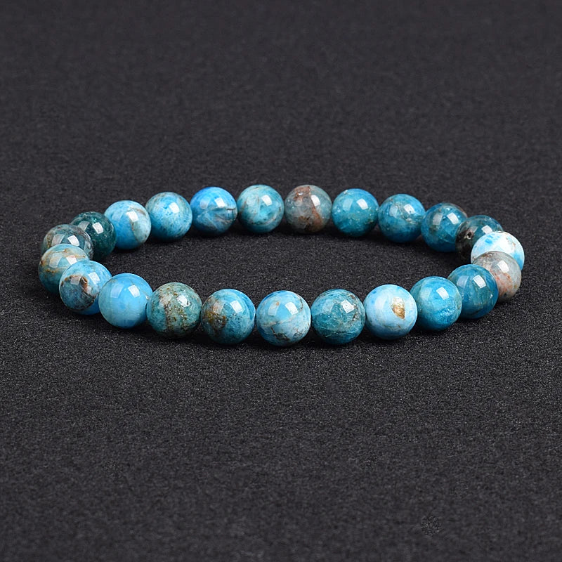 💎 Natürlicher Stein Perlen Armband – Apatit, Lapislazuli, Tigerauge &amp; Mehr (Unisex, 6–8mm Perlen)