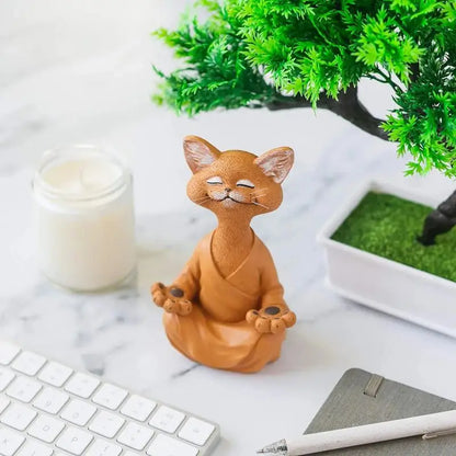 🧘‍♂️ Meditierende Yoga Katze Figur – Handgefertigte Zen Harz Statue 🐱