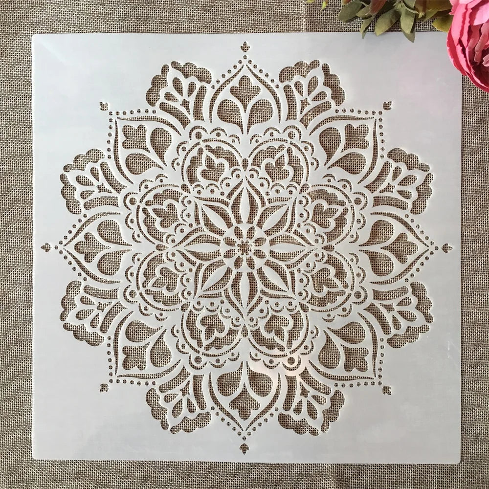 30×30 cm Geometrische Mandala-Schablone – Mehrschichtiges DIY-Muster für Basteln &amp; Malerei