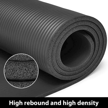 Rutschfeste Yoga Matte aus NBR – 10 mm dick mit Tragegurt &amp; Tasche (183×61 cm)