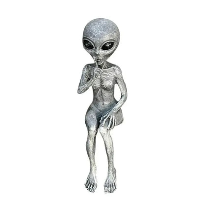 👽 Lustige Alien-Gartenstatue – UFO-Wichtel aus Harz für Innen &amp; Außen