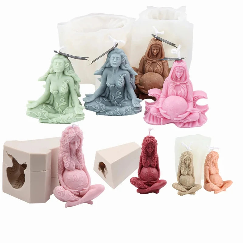 Goddess Mother Earth Candle Mold – 3D Silicone Mold for Resin, Soap &amp; DIY Crafts
