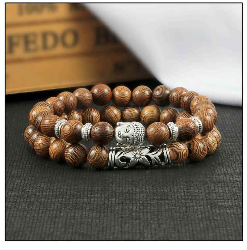 2er-Set Buddha-Armbänder – Tigerauge &amp; Lavastein für Paare (8 mm Perlen)