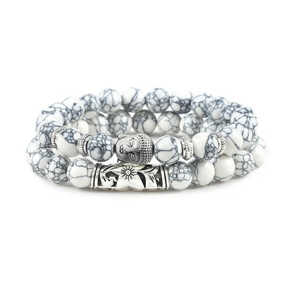 2er-Set Buddha-Armbänder – Tigerauge &amp; Lavastein für Paare (8 mm Perlen)