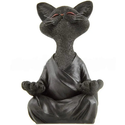 🧘‍♂️ Meditierende Yoga Katze Figur – Handgefertigte Zen Harz Statue 🐱