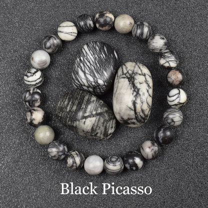 🖤 Schwarzes Onyx-Perlenarmband – Natürlicher Achatstein für Balance &amp; Stil (6 mm / 8 mm, Unisex)