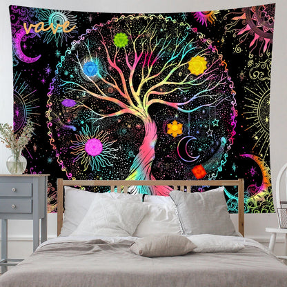🌳 Tree of Life Psychedelic Tapestry – Trippy Mandala Wall Hanging for Boho &amp; Witchy Room Decor