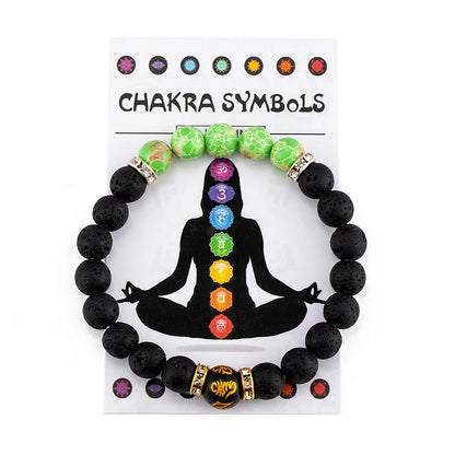 🌈 7-Chakren-Heilstein-Armband – Mit Bedeutungs-Karte für Meditation &amp; inneres Gleichgewicht