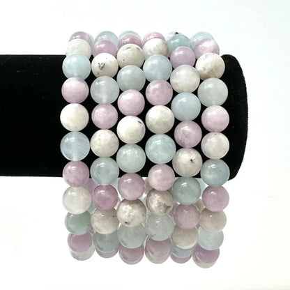 Meditation Bracelet – Aquamarine, Moonstone &amp; Kunzite | Grounding Gift for Men &amp; Women