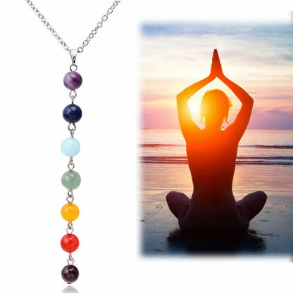 🌈 7 Chakra Reiki Perlen-Anhänger-Halskette &amp; Armband Set - Energie &amp; Heilung 🧘‍♀️