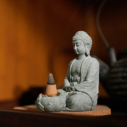 Zen Buddha Incense &amp; Tealight Holder – Stone Meditation Decor