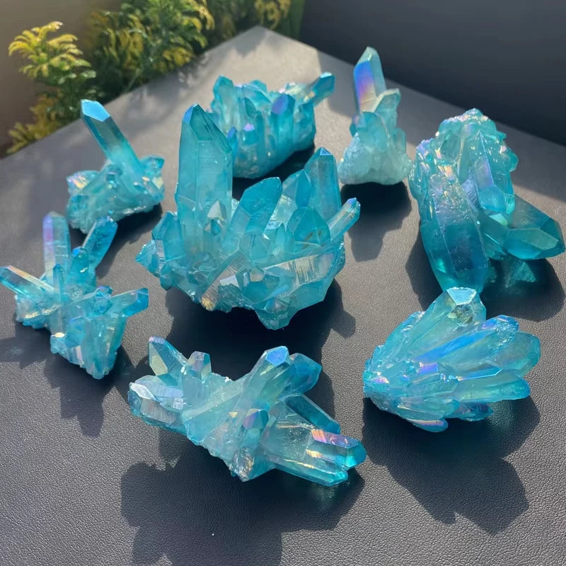 Himmelblauer Titanquarz Cluster – Natürlicher Kristall Heilstein (2–7 cm) 💎