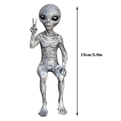 👽 Lustige Alien-Gartenstatue – UFO-Wichtel aus Harz für Innen &amp; Außen