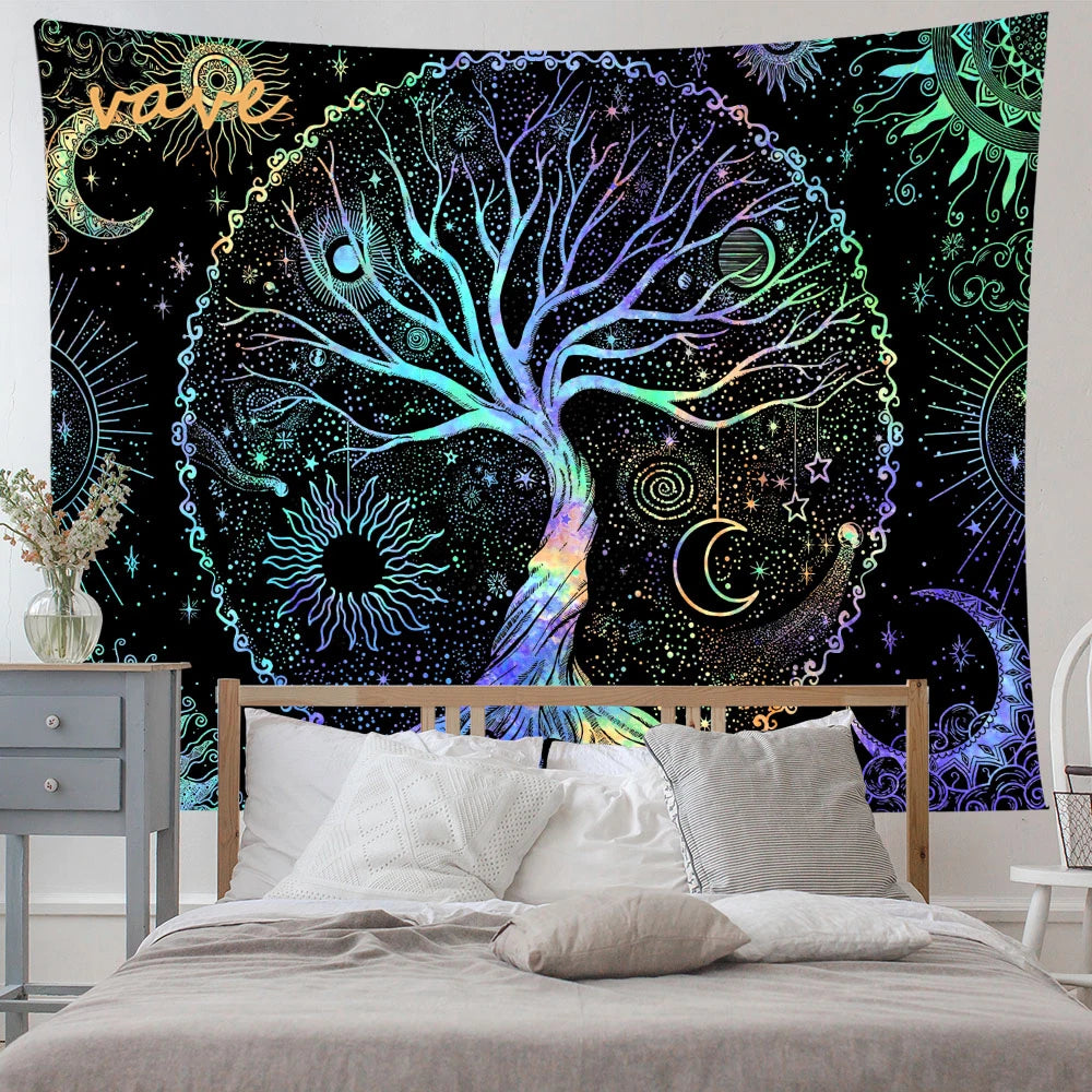 🌳 Tree of Life Psychedelic Tapestry – Trippy Mandala Wall Hanging for Boho &amp; Witchy Room Decor