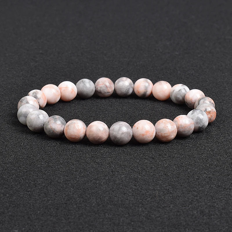 💎 Natürlicher Stein Perlen Armband – Apatit, Lapislazuli, Tigerauge &amp; Mehr (Unisex, 6–8mm Perlen)