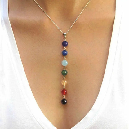 🌈 7 Chakra Reiki Perlen-Anhänger-Halskette &amp; Armband Set - Energie &amp; Heilung 🧘‍♀️