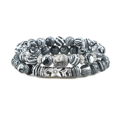 2er-Set Buddha-Armbänder – Tigerauge &amp; Lavastein für Paare (8 mm Perlen)