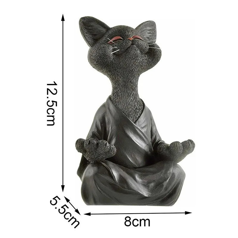🧘‍♂️ Meditierende Yoga Katze Figur – Handgefertigte Zen Harz Statue 🐱