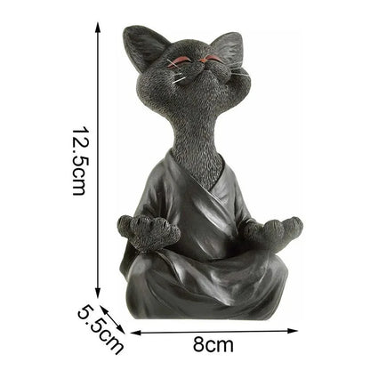 🧘‍♂️ Meditierende Yoga Katze Figur – Handgefertigte Zen Harz Statue 🐱
