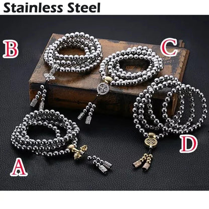 Edelstahl Buddha Perlen Halskette &amp; Gebetsarmband Set 🌿